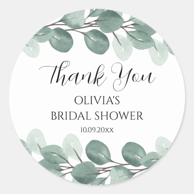 Eukalyptus-Branches mit Aquarellfarbe - Elegant Vi Runder Aufkleber (Vorderseite)