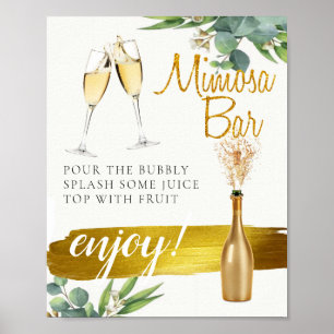 Eukalyptus-Braut-Brunch-Mimosa-Bar-Schild Poster