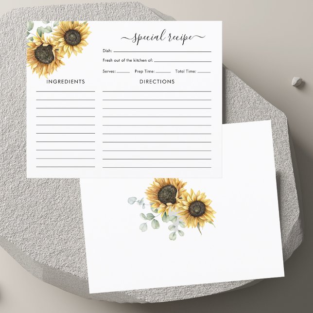 Eukalyptus-Brautparty (Sunflower Eucalyptus Bridal Shower Recipe Card)