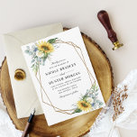 Eukalyptus-Brautparty Einladung<br><div class="desc">Sonnenblumen in Aquarelltönen mit weißen Rosen und Eukalyptusgrün. Das Design verfügt über einen Rahmen und handbemalten Aquarellfarben-Blume. Text und Farben können personalisiert sein.</div>
