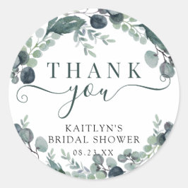 Eukalyptus-Brautparty für Wasserfarben Vielen Dank Runder Aufkleber