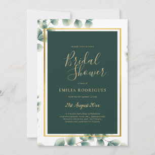 Eukalyptus BRAUTPARTY Greenery Gold QR Code Einladung