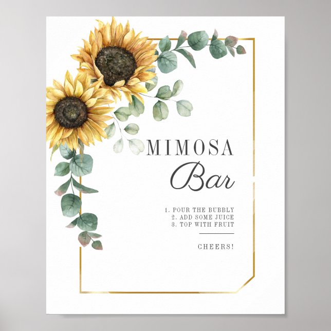 Eukalyptus-Brautparty Mimosa Bar Sign Poster (Vorne)
