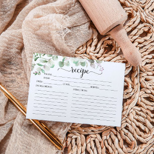 Eukalyptus-Brautparty Recipe Cards