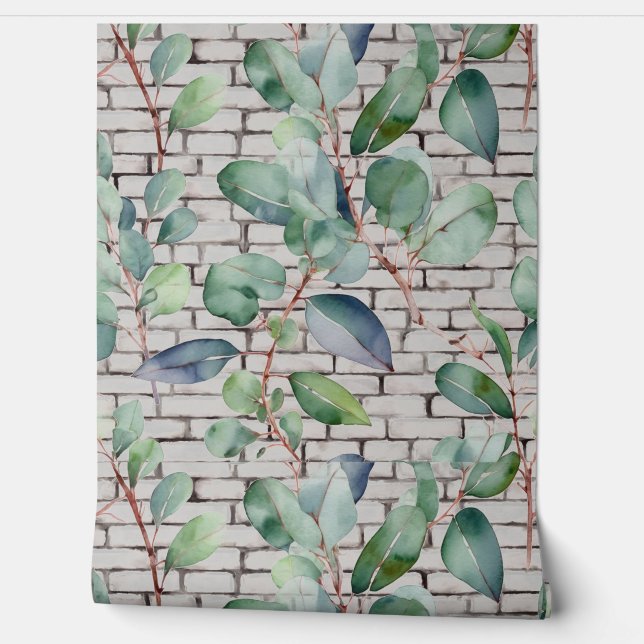 Eukalyptus Brick Blätter Grüne Landschaft Trendy Tapete (Abrollen)
