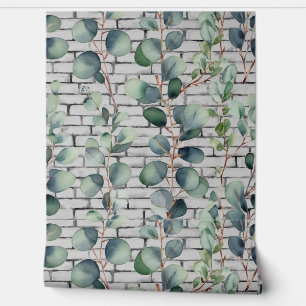 Eukalyptus Brick Leaf Zweige Grüne Tapete
