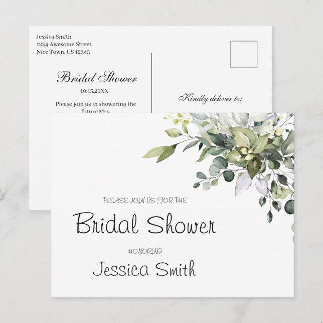 Eukalyptus Bridal Dusche Einladung Postkarte (Vorne/Hinten)