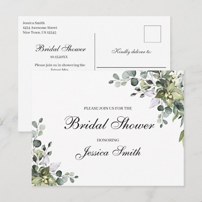 Eukalyptus Bridal Dusche Einladung Postkarte (Vorne/Hinten)