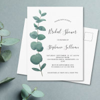 Eukalyptus Bridal Dusche Einladung Postkarten.