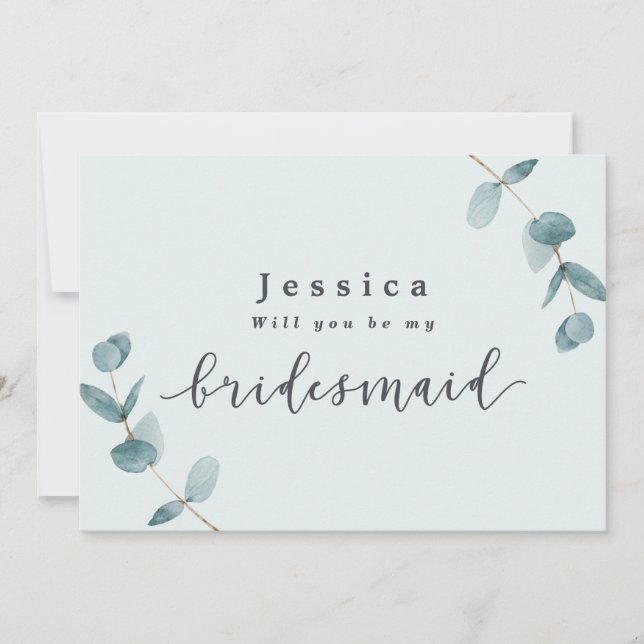Eukalyptus Bridesmaid Vorschlag Card (Vorderseite)