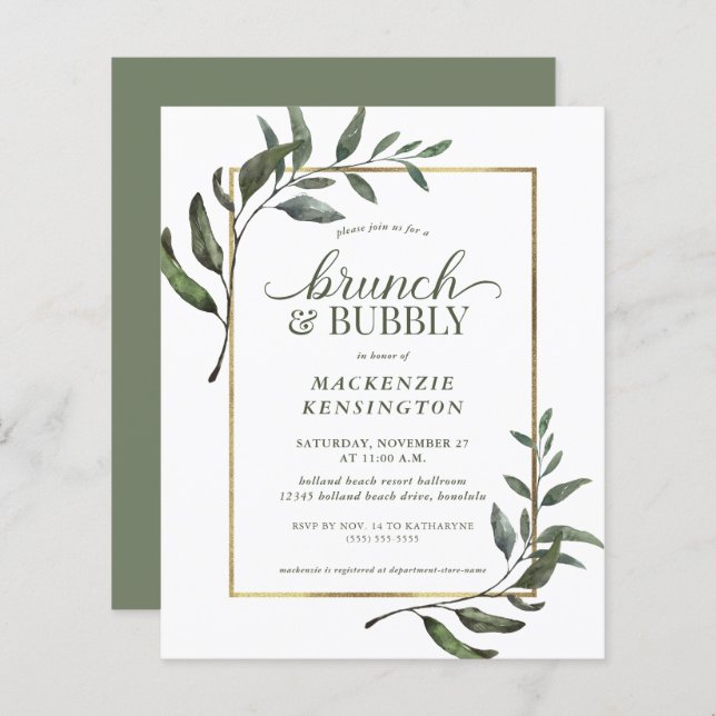 Eukalyptus Brunch Bubbly Brautparty (Vorne/Hinten)