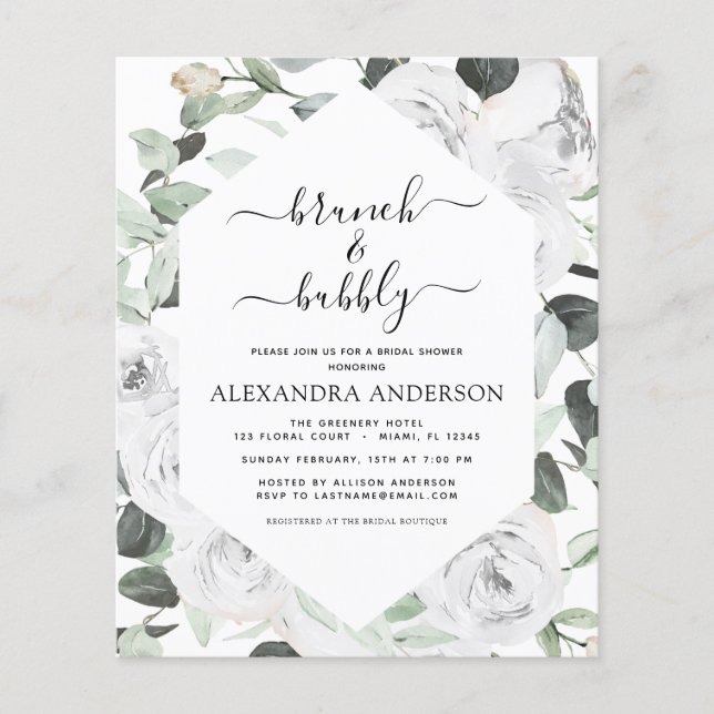 Eukalyptus Brunch & Bubbly Brautparty Flyer (Vorne)