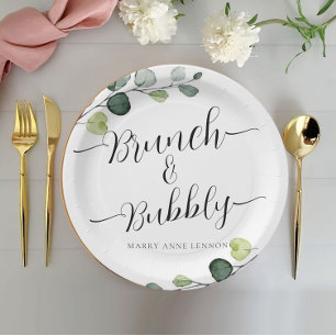 Eukalyptus Brunch und Bubbly Brautparty Pappteller
