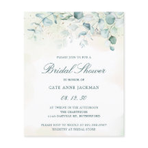 Eukalyptus Budget Bridal Dusche Einladung