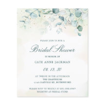 Eukalyptus Budget Bridal Dusche Einladung