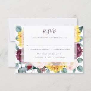 Eukalyptus Burgundy Blush Bloral Wedding RSVP Karte