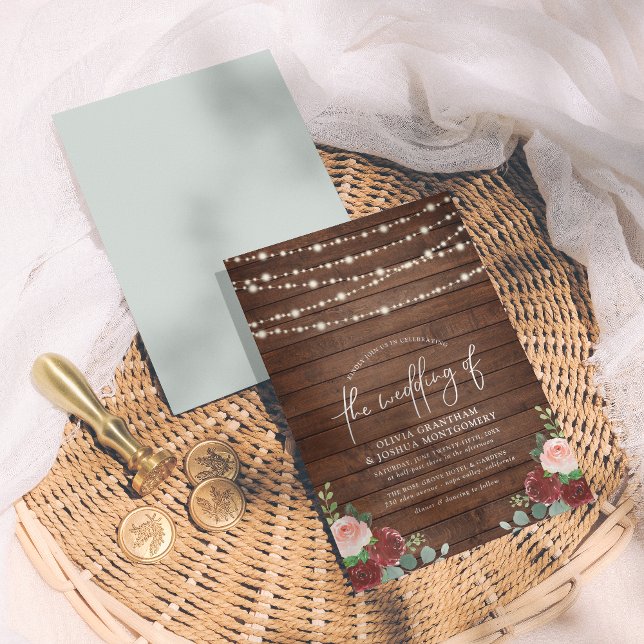 Eukalyptus & Burgundy-Hochzeit Einladung (Von Creator hochgeladen)