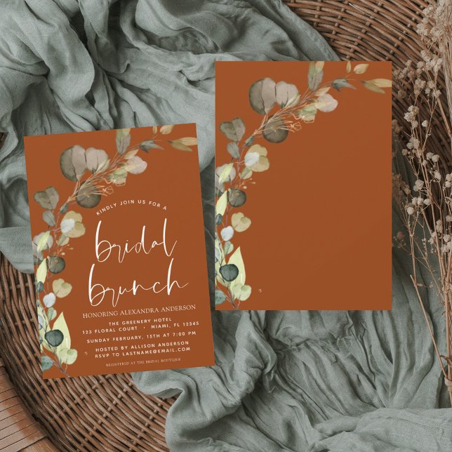 Eukalyptus Burnt Orange Bridal Brunch Dusche Einladung (Von Creator hochgeladen)