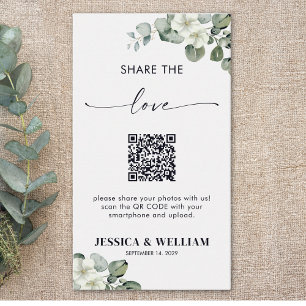 Eukalyptus Calligrafy Share of Liebe QR Code Begleitkarte