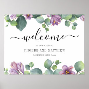 Eukalyptus Calligraphy Floral Welcome Wedding Poster