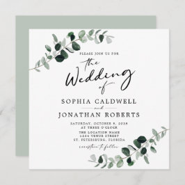 Eukalyptus Calligraphy QR Code Square Wedding Einladung