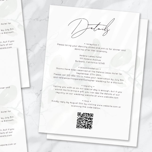 Eukalyptus Calligraphy Script QR Code Wedding Begleitkarte (Von Creator hochgeladen)