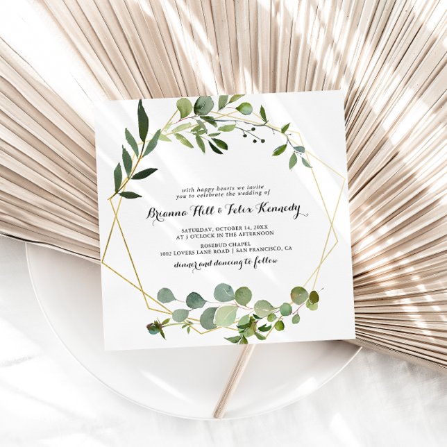 Eukalyptus Calligraphy Square Wedding Einladung (Von Creator hochgeladen)