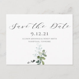 Eukalyptus Calligraphy Wedding Save the Date Ankündigungspostkarte