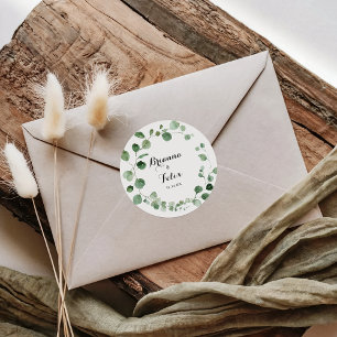 Eukalyptus Calligraphy Wedding Umschlag Aufklebers Quadratischer Aufkleber
