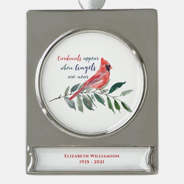Eukalyptus Cardina Keepake Memorial Banner-Ornament Silber (Vorderseite)