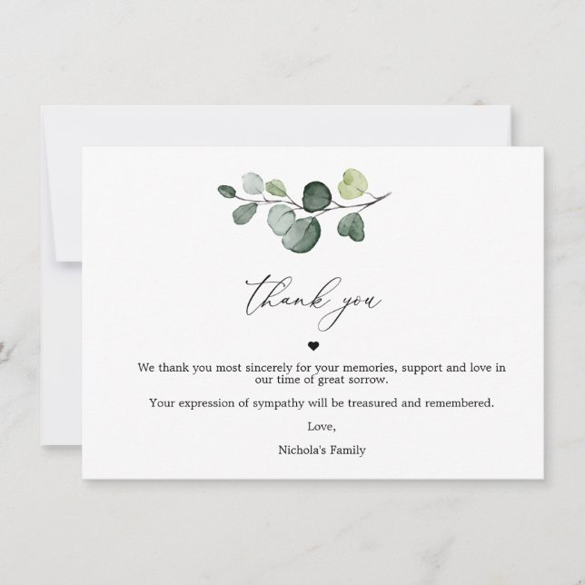 Eukalyptus Celebration Life Danke Karten (Vorderseite)