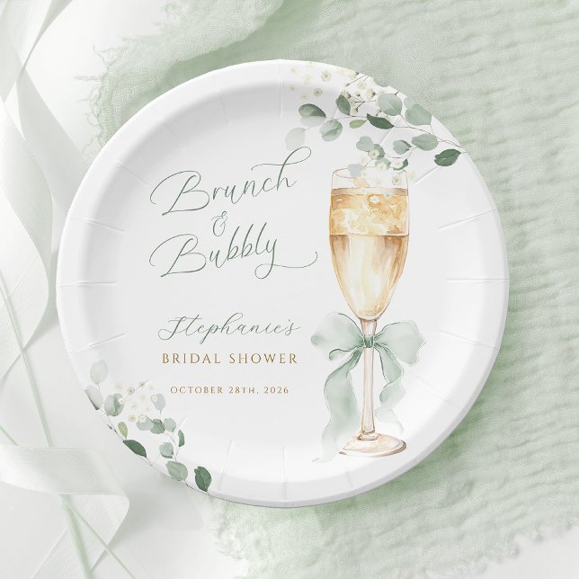Eukalyptus-Champagner-Brunch und sprudelnde Brautp Pappteller (Von Creator hochgeladen)