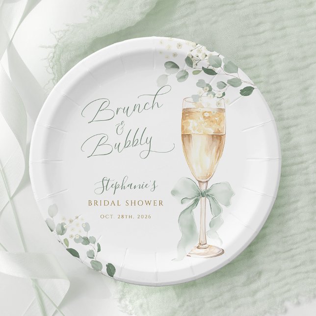 Eukalyptus-Champagner-Junggesellinnen-Abschied Pappteller (Von Creator hochgeladen)