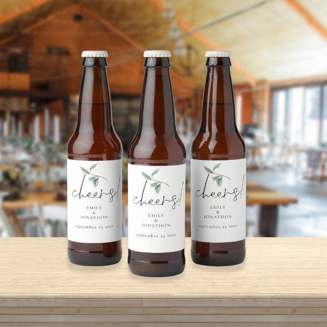 Eukalyptus Cheers Names Wedding Bierflaschenetikett (Von Creator hochgeladen)