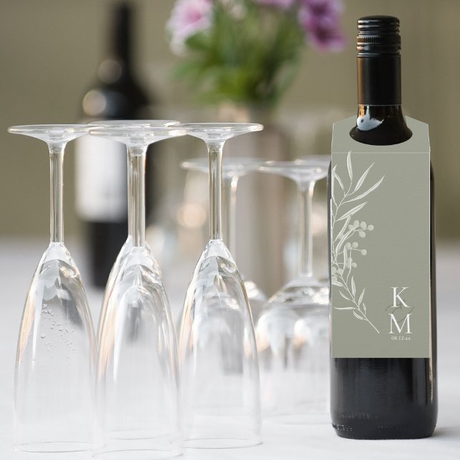 Eukalyptus Color Tones Wedding Green2 ID901 Flaschenanhänger (Wine Bottle In Situ)