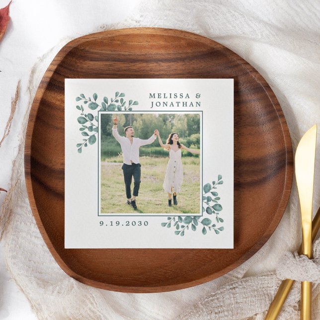 Eukalyptus Custom Foto Botanical Blätter Wedding Serviette (Von Creator hochgeladen)