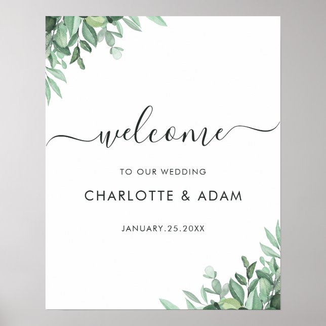 Eukalyptus Custom Foto Wedding Welcome Sign Poster (Vorne)