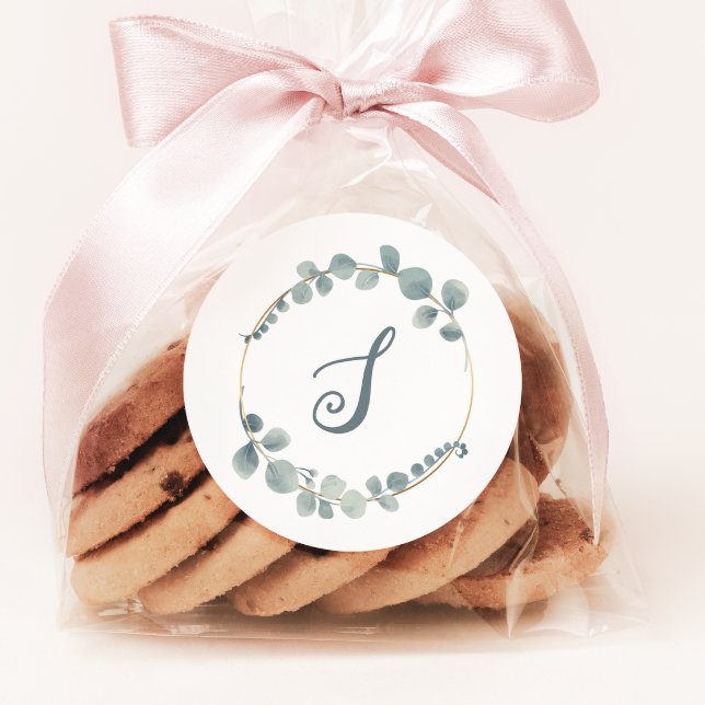 Eukalyptus Custom Text Monogram Sticker (Von Creator hochgeladen)