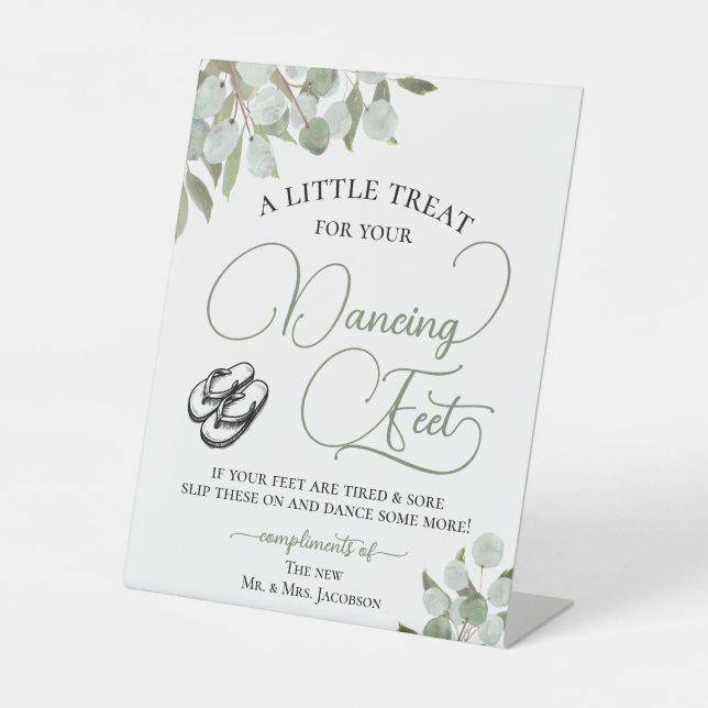 Eukalyptus Dancing Feet Dreh Flop Wedding Sockelschild (Vorderseite)