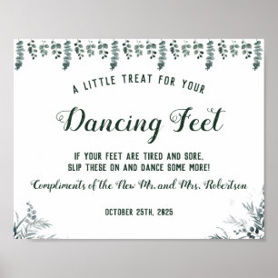 Eukalyptus Dancing Feet Flip Flops Wedding Sign Poster