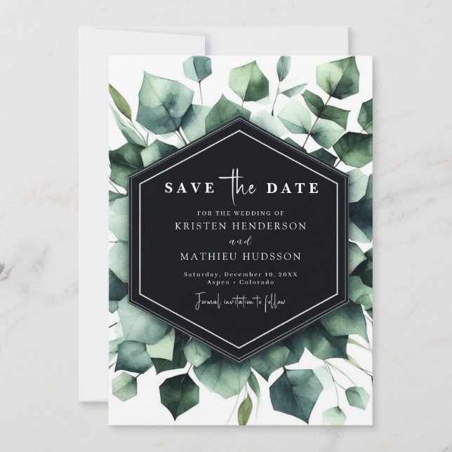 Eukalyptus Digital Wedding Save The Date (Vorderseite)