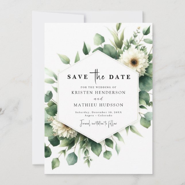 Eukalyptus Digital Wedding Save The Date (Vorderseite)