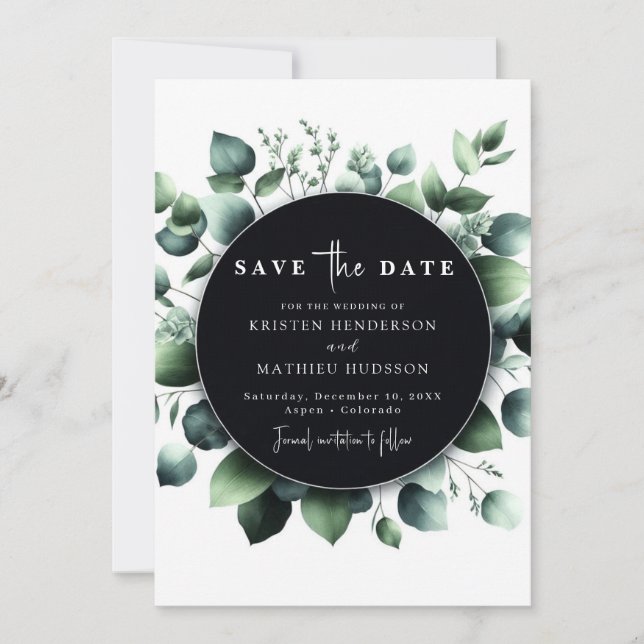 Eukalyptus Digital Wedding Save The Date (Vorderseite)
