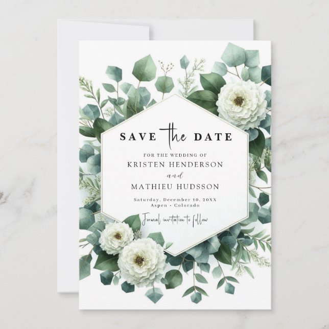Eukalyptus Digital Wedding Save The Date (Vorderseite)