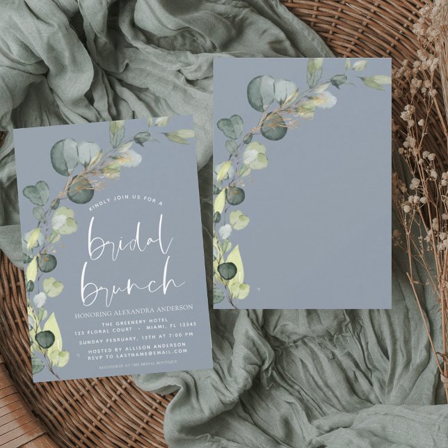 Eukalyptus Dusty Blue Bridal Brunch Dusche Einladung (Von Creator hochgeladen)