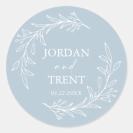 Eukalyptus Dusty Blue Custom Wedding Paper Unterse Runder Aufkleber