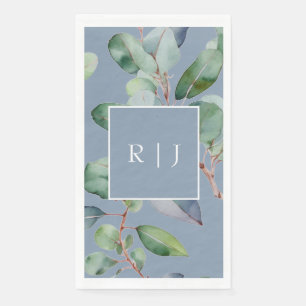 Eukalyptus Dusty Blue Monogram Greenerity Wedding Serviette