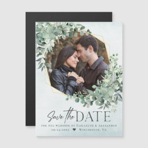 Eukalyptus Dusty Blue Wedding Foto Save the Date Magneteinladung