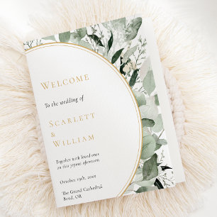 Eukalyptus Dusty Rose Gold Sage Vintage Wedding Programm