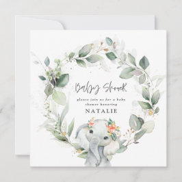 Eukalyptus-Elefant niedliche grüne Babydusche Einladung
